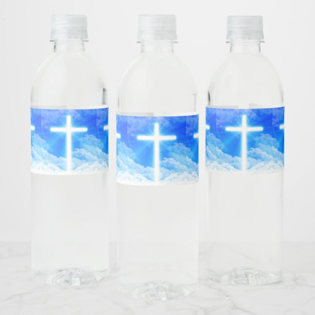 Cross of Light Jesus Christ Customizable Christian Water Bottle Label (Bottles)