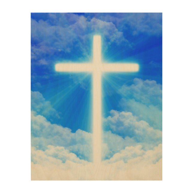 Cross of Light Jesus Christ Customizable Christian Wood Wall Art (Front)