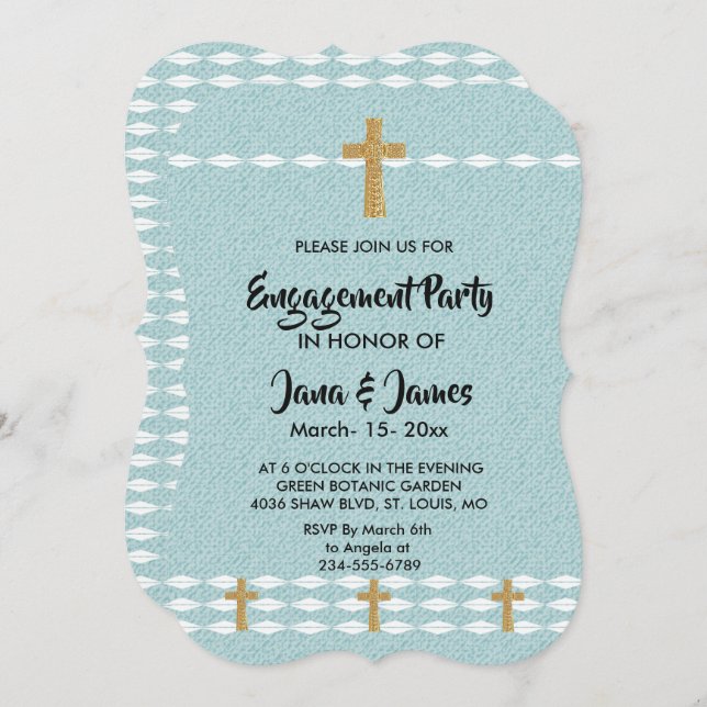 Cross of Light Jesus Christ Engagement Invitation (Front/Back)