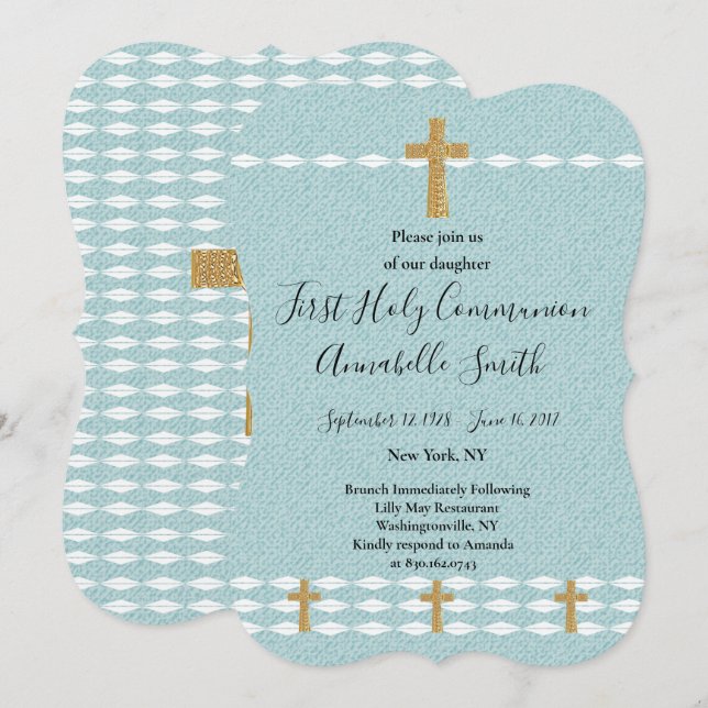 Cross of Light Jesus Christ First Holy Comm Invitation (Front/Back)