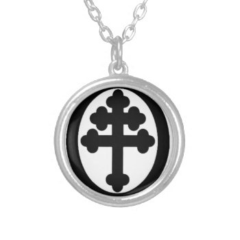 Cross Of Lorraine Silver Plated Necklace by eRocksFunnyTshirts at Zazzle