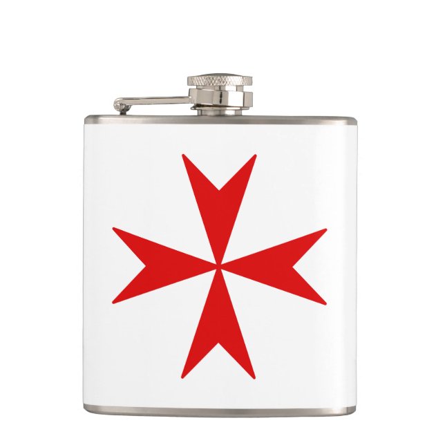 Cross Of Malta (red) Flask (Front)