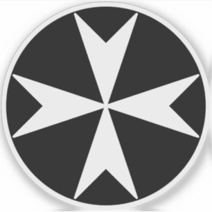 Cross Of Malta v2 (white on black) Sticker