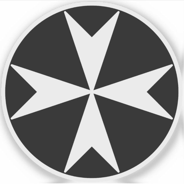 Cross Of Malta v2 (white on black) Sticker (Front)
