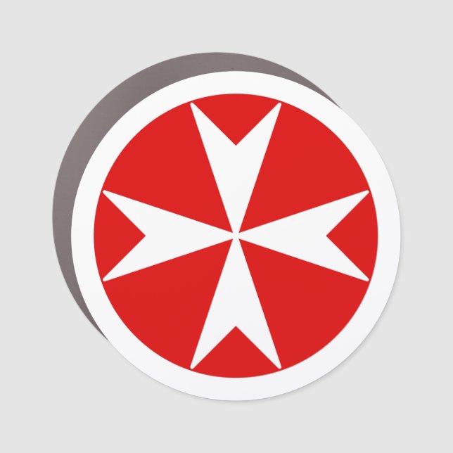 Cross Of Malta v2 (white on red) Car Magnet (Front)