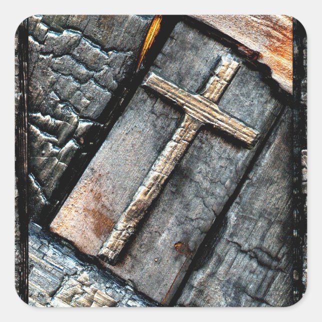 Cross of Protection Square Sticker (Front)