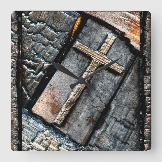 Cross of Protection Square Wall Clock (Front)