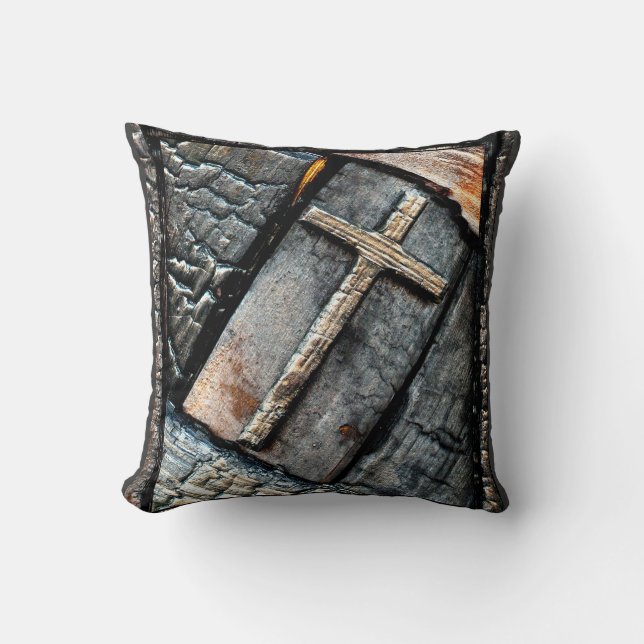 Cross of Protection Throw Pillow (Front)