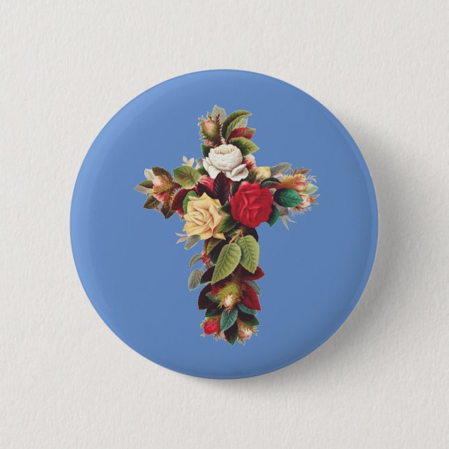 Cross of Roses Button (Front)