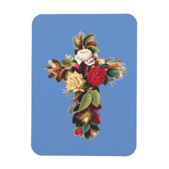 Cross of Roses Magnet (Vertical)