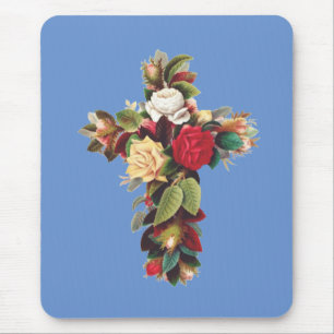 Cross of Roses Mouse Pad