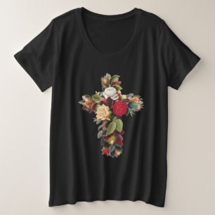 Cross of Roses Plus Size T-Shirt