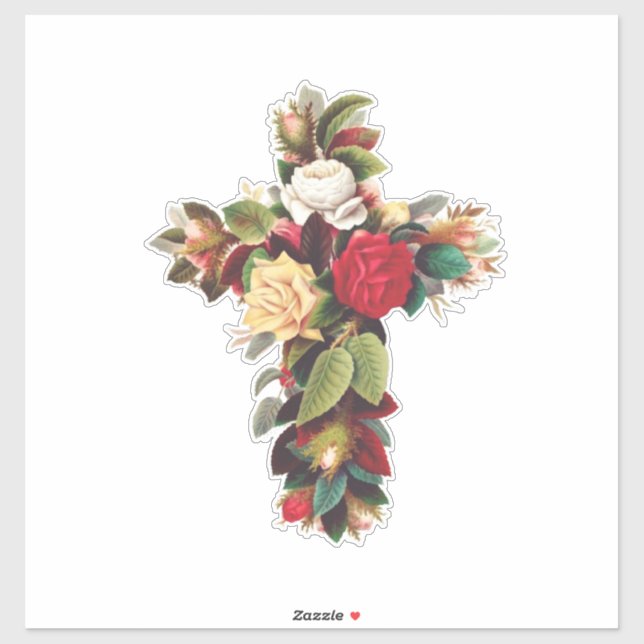 Cross of Roses Sticker (Sheet)