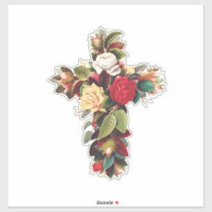 Cross of Roses The Rosicrucian Rose Cross Symbol Sticker