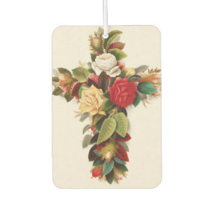 Cross of roses, Victorian era illustration Air Freshener