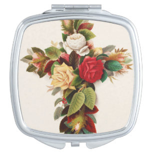 Cross of roses, Victorian era illustration Compact Mirror