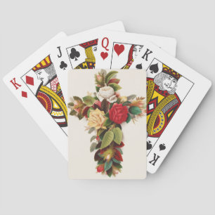 Cross of roses, Victorian era illustration Poker Cards