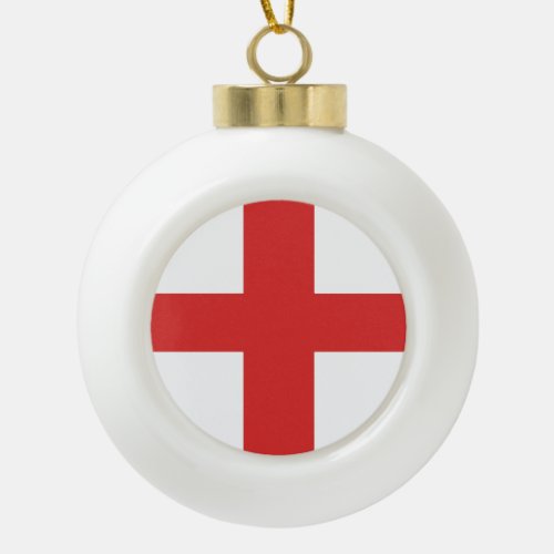 Cross of Saint George Red Cross on White Backgroun Ceramic Ball Christmas Ornament