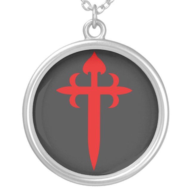 Cross of Saint James Silver Plated Necklace (Front)
