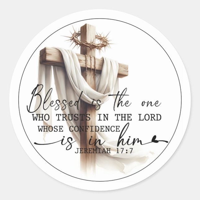 Cross of Steadfast Faith Classic Round Sticker (Front)