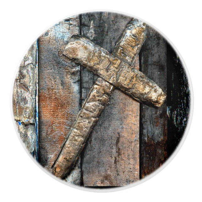 Cross of Strength Ceramic Knob (Front)