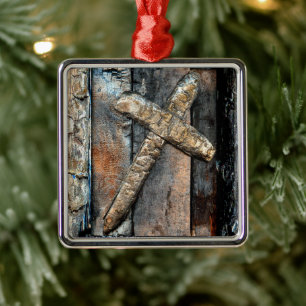 Cross of Strength Metal Ornament