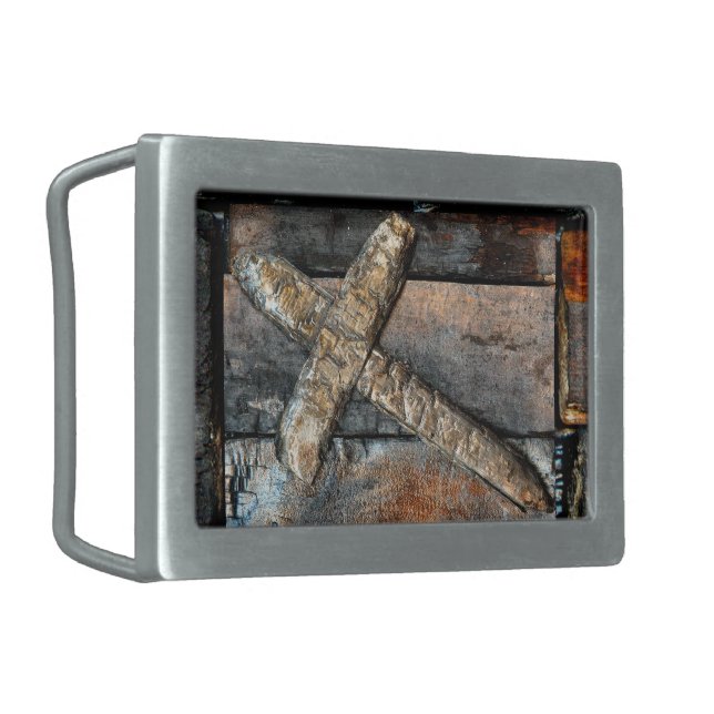Cross of Strength Rectangular Belt Buckle (Front Left)