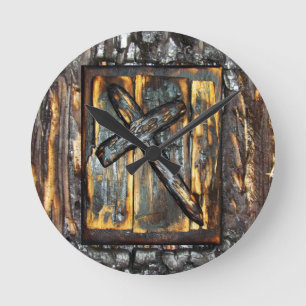 Cross of The Apocalypse Round Clock
