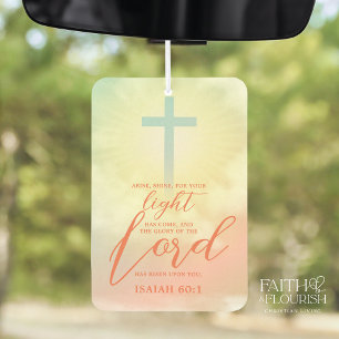 Cross Ombre Sky Clouds Scripture Bible Air Freshener