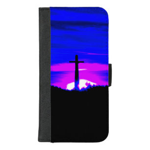 Cross on Hill Blue and Purple Sky iPhone 8/7 Plus Wallet Case