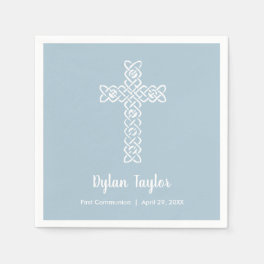 Cross on Steel Blue Religious Napkins