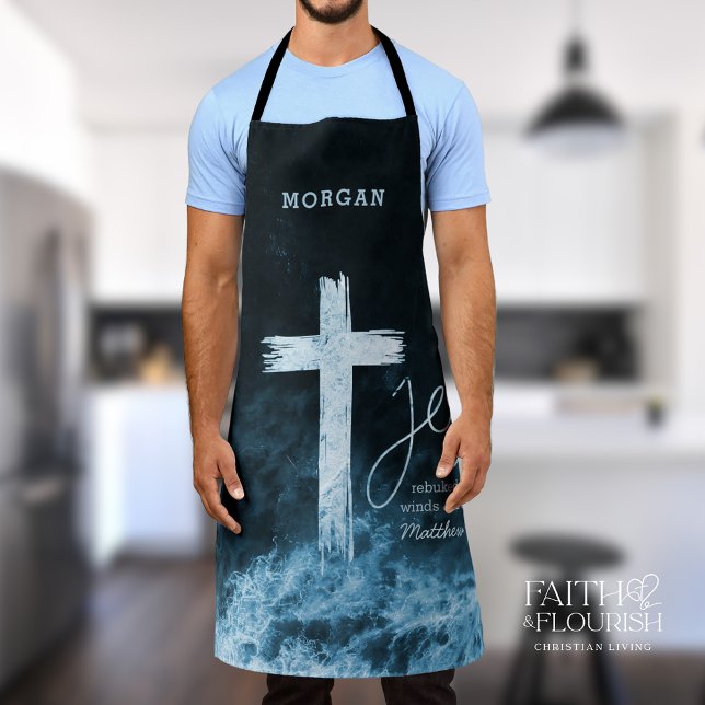 Cross on Water Scripture Personalized Apron (Creator Uploaded)