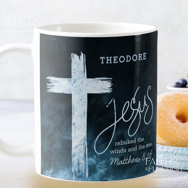 Cross on Water Scripture Personalized Coffee Mug (Creator Uploaded)