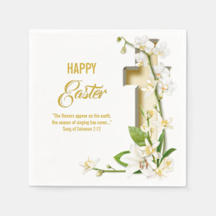 Cross Orchid Easter Scripture Napkins