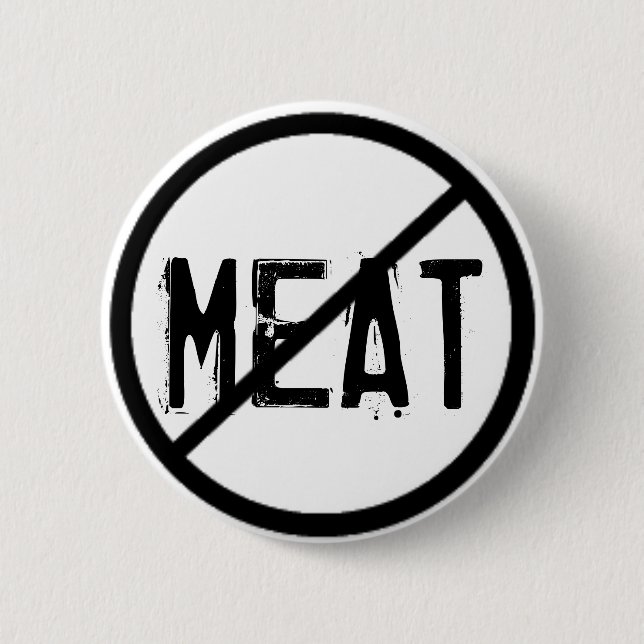 Cross Out Meat Pinback Button (Front)