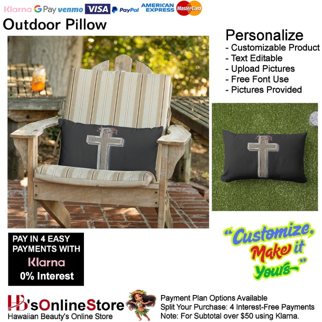 Cross Outdoor Pillow with Black Background  (Cross Outdoor Throw Pillow with Black Background.)