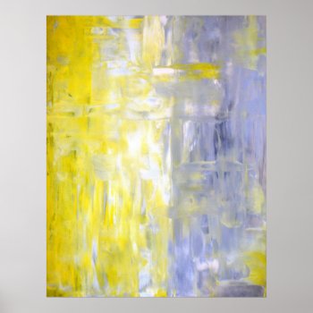 'cross Over' Gray And Yellow Abstract Art Poster by T30Gallery at Zazzle