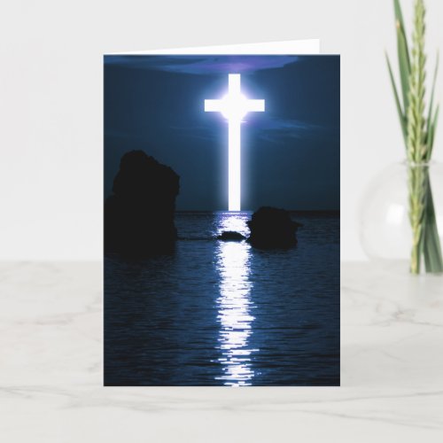 Cross Over Water Evening Sunset Easter Blank Insid Holiday Card