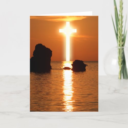 Cross Over Water Morning Sunrise Easter Blank Holiday Card
