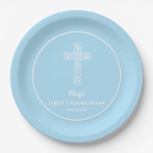 Cross Pale Blue Communion Baptism Christening