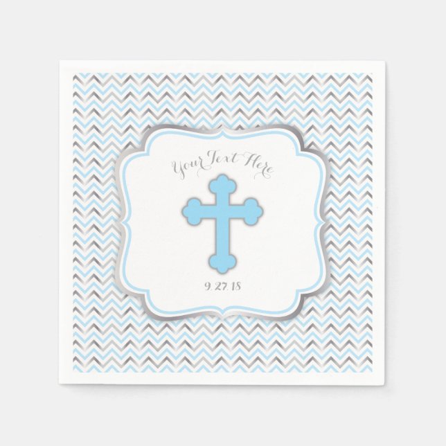 Cross Paper Napkins-Blue & Silver Napkins (Front)