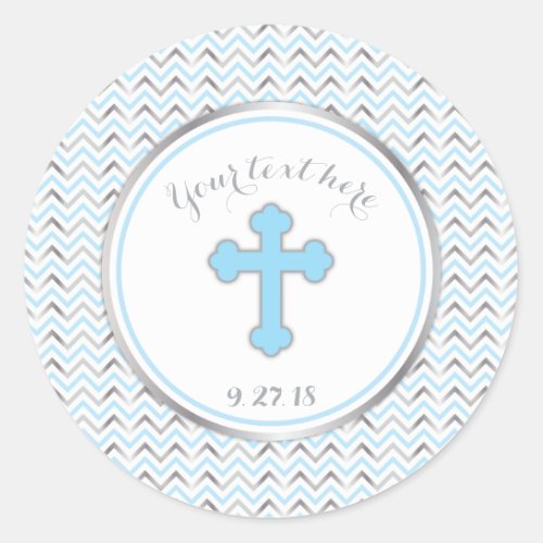 Cross Party Stickers_Blue  Silver Classic Round Sticker