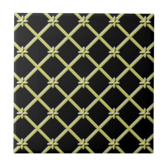 Cross Pattern Black and Golds Tile (Front)