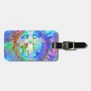 Cross, Peace Sign Luggage Tag