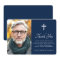 Cross photo dark blue sympathy thank you card