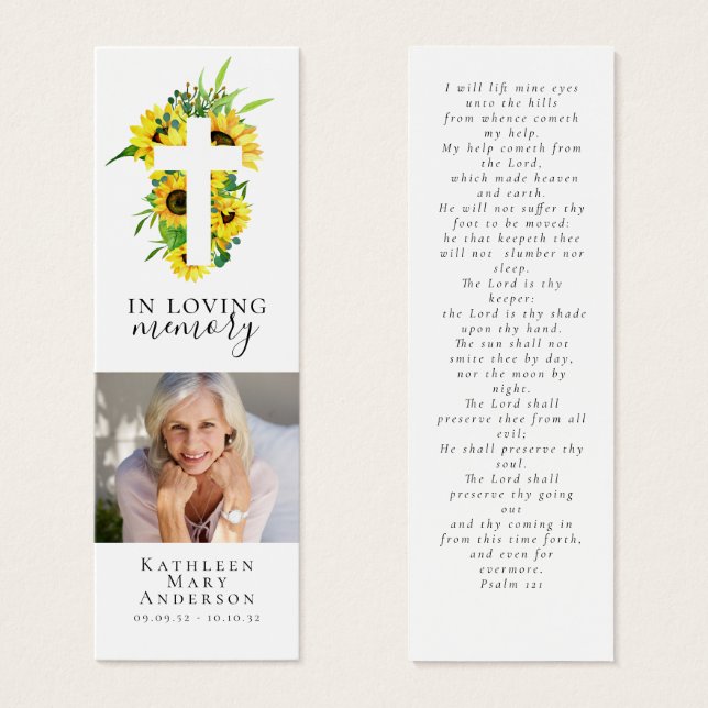Cross Photo Memorial Funeral Prayer Bookmark (Front & Back)