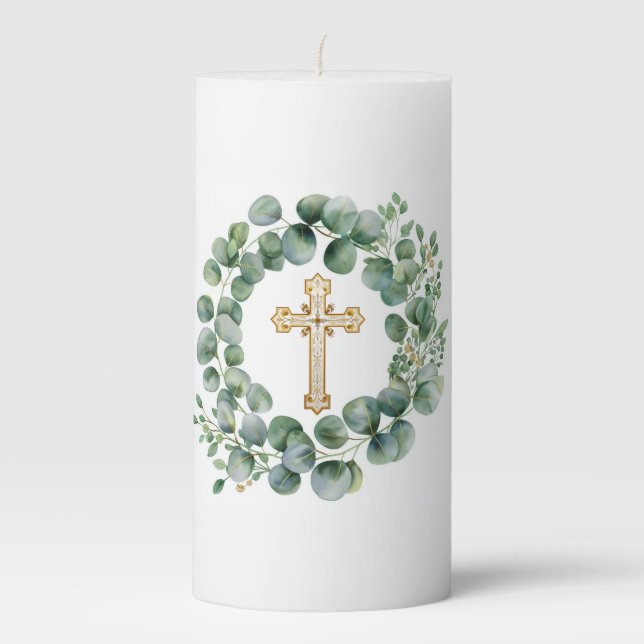 Cross Pillar Candle  (Front)