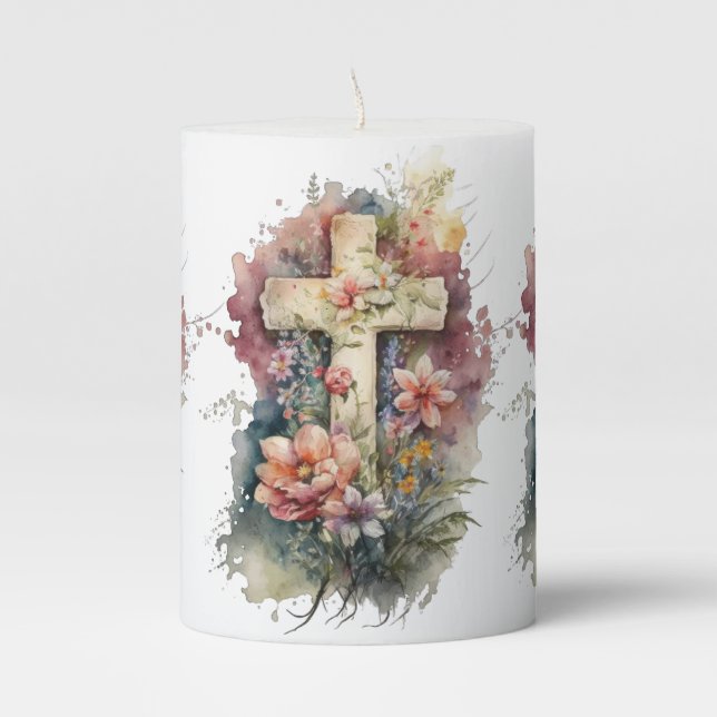 Cross Pillar Candle (Front)