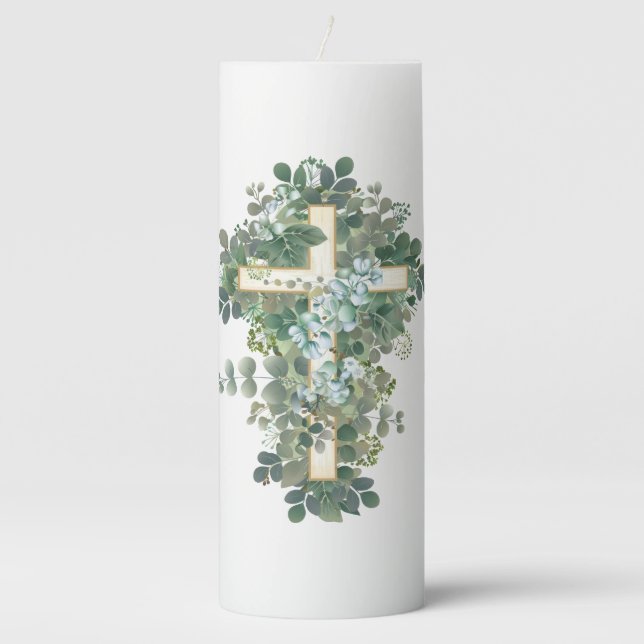 Cross Pillar Candle  (Front)