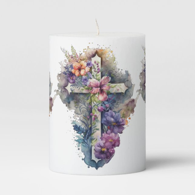Cross Pillar Candle (Front)